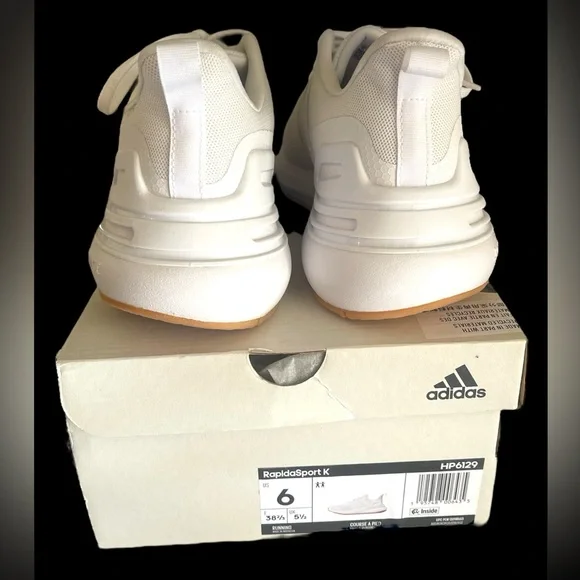 Adidas Kids Size 6Y Rapidasport K White Running Athletic Shoe New in Box - Picture 3 of 10